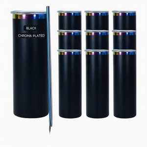 20 oz Straight Black Tumbler Rainbow